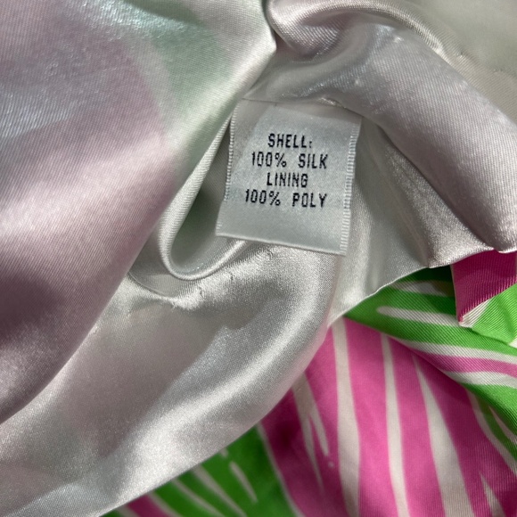 Lilly Pulitzer Silk Dress Size 12 Pink And Green Leaf Print - Picture 5 of 6